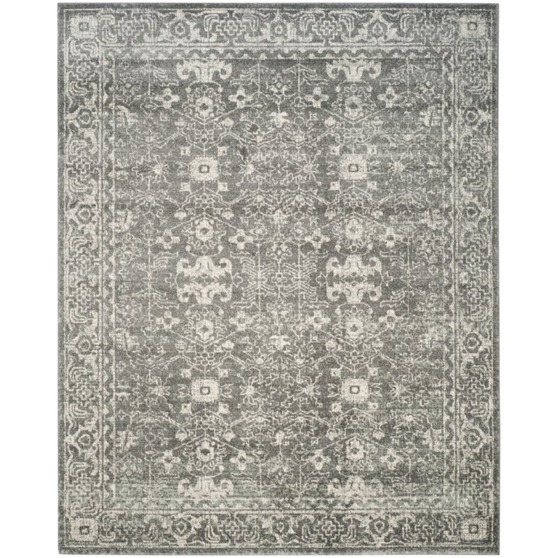 Pemberly Row Modern 10' X 14' Power Loomed Rug in Gray and Ivory