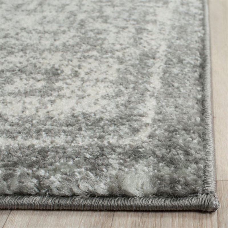 Pemberly Row Modern 10' X 14' Power Loomed Rug in Gray and Ivory