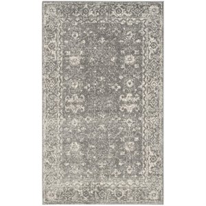 Pemberly Row Modern 10' X 14' Power Loomed Rug in Gray and Ivory