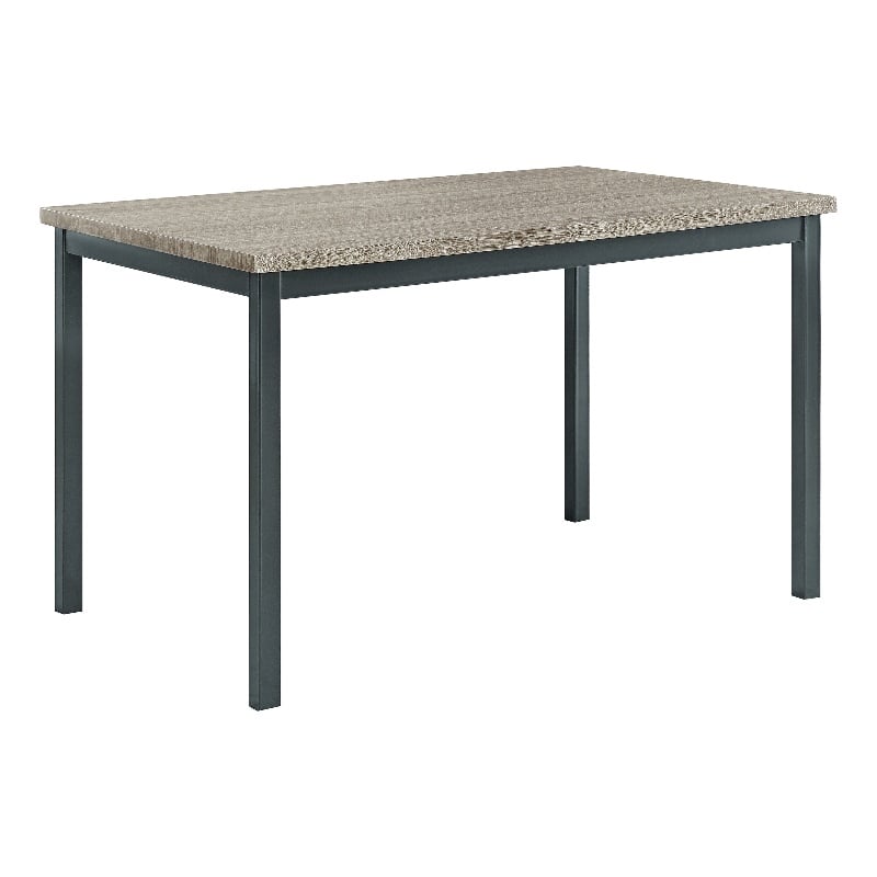 Pemberly Row Rectangular Transitional Wood Dining Table with Metal Frame in Gray