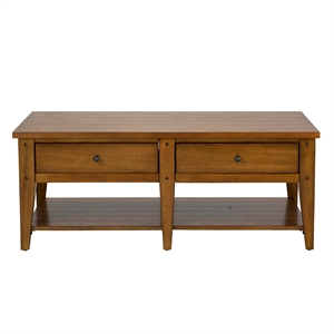 Pemberly Row Modern / Contemporary Cocktail Table with Veneered Shelves