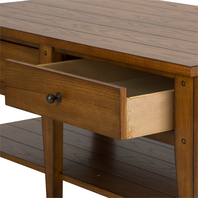Pemberly Row Modern / Contemporary Cocktail Table with Veneered Shelves