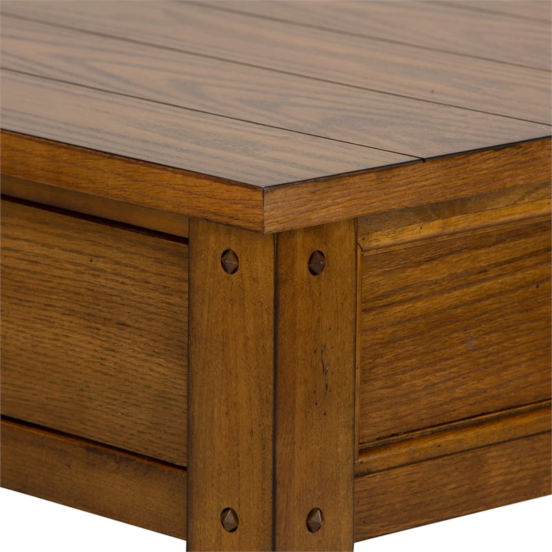 Pemberly Row Modern / Contemporary Cocktail Table with Veneered Shelves
