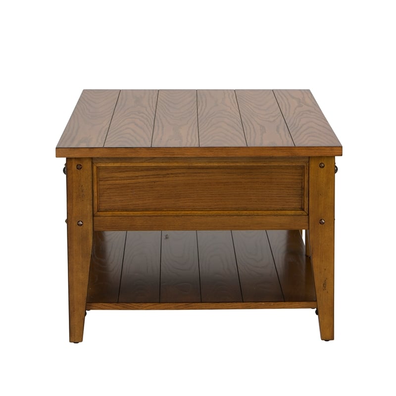 Pemberly Row Modern / Contemporary Cocktail Table with Veneered Shelves