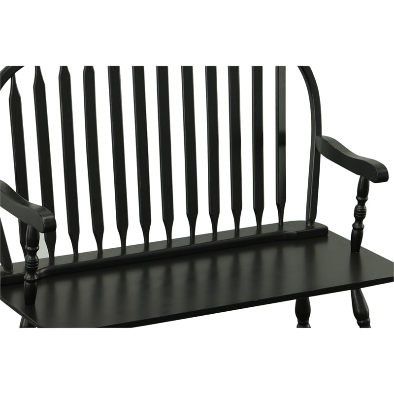 Pemberly Row Modern / Contemporary Wood Bench in Black Finish
