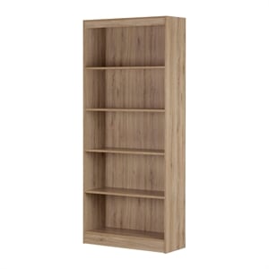 Pemberly Row 5-Shelf Particleboard Wood Bookcase in Rustic Oak