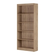 Pemberly Row 5-Shelf Particleboard Wood Bookcase in Rustic Oak