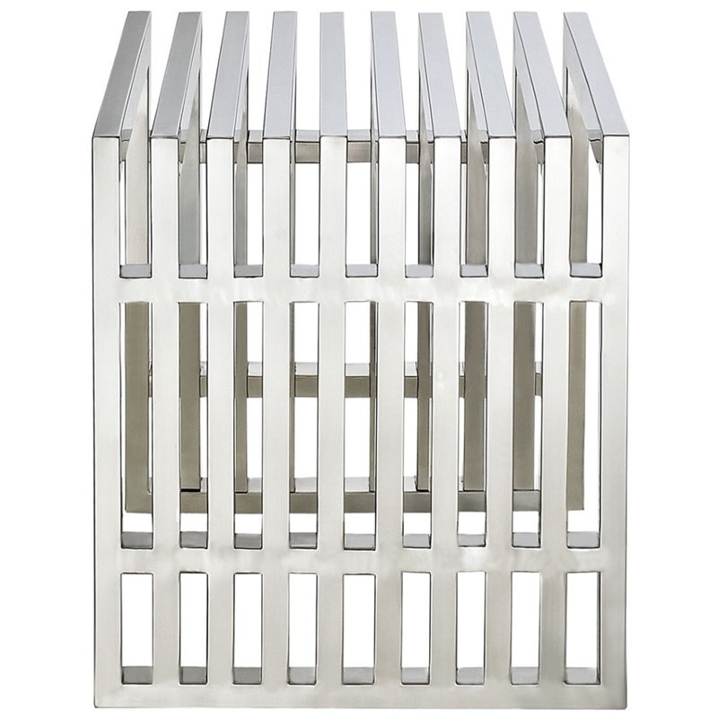 Pemberly Row Modern Style Stainless Steel Benches in Silver (Set of 3)