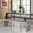 Pemberly Row Modern Style Stainless Steel Benches in Silver (Set of 3)