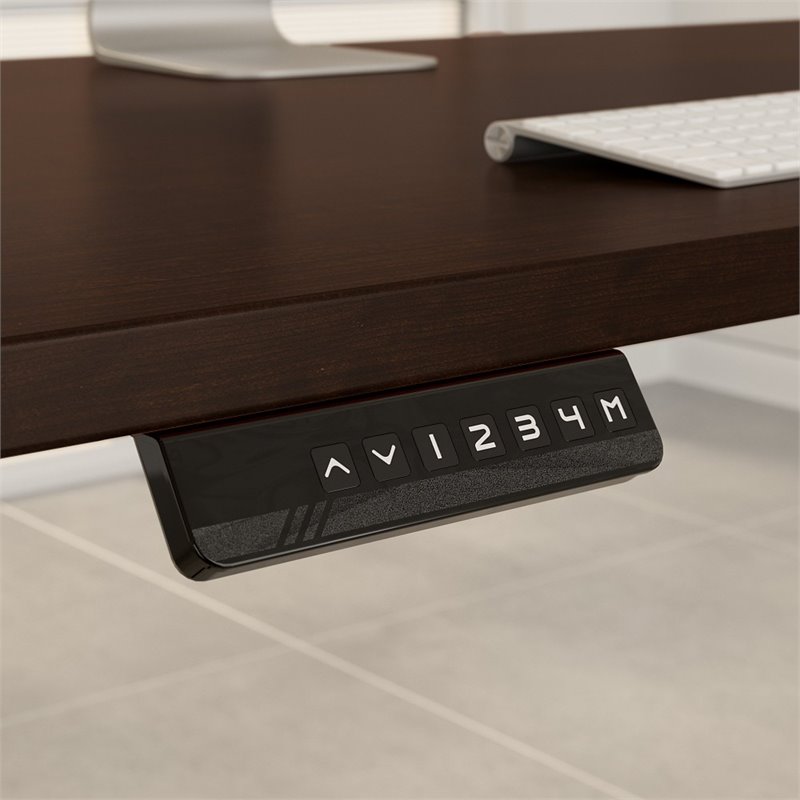 Pemberly Row 60W x 30D Adjustable Desk in Mocha Cherry - Engineered Wood