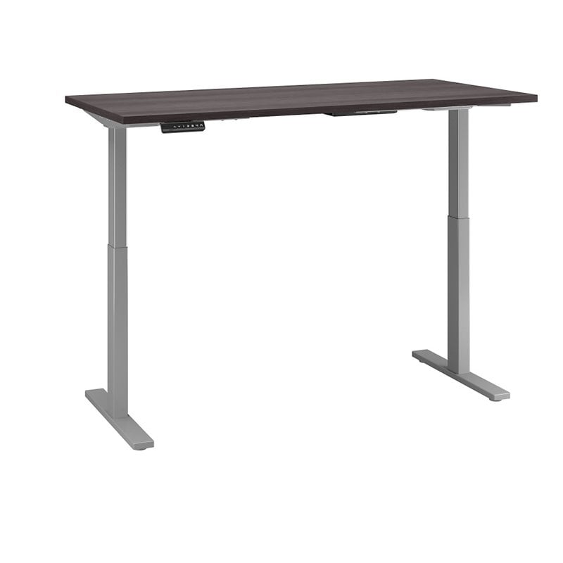 Pemberly Row 60W x 30D Adjustable Desk in Storm Gray - Engineered Wood