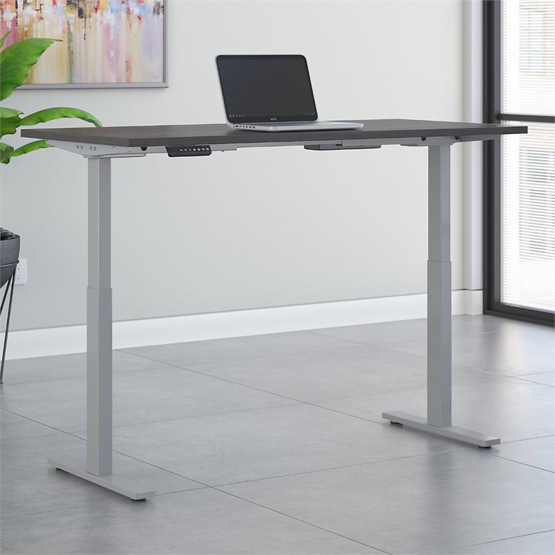 Pemberly Row 72W x 30D Adjustable Desk in Storm Gray - Engineered Wood