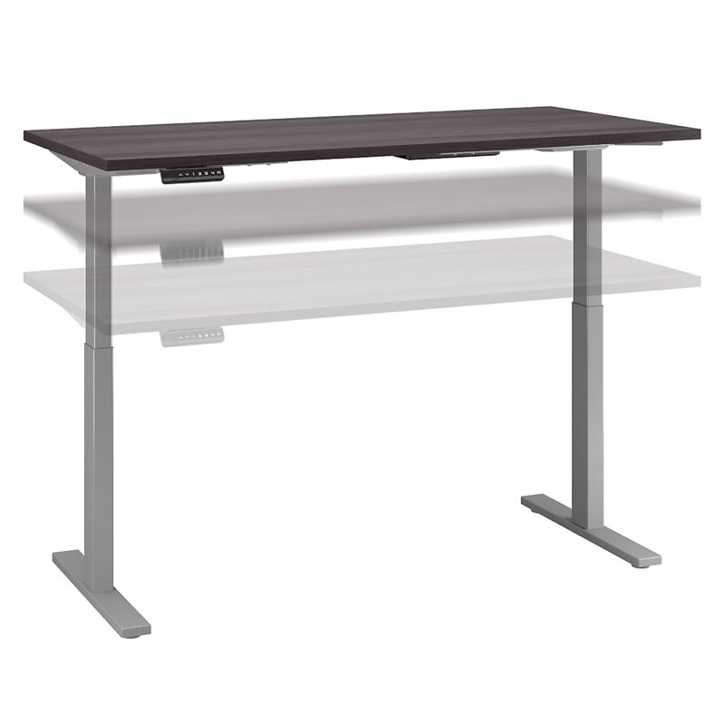 Pemberly Row 72W x 30D Adjustable Desk in Storm Gray - Engineered Wood