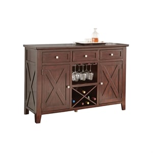 Pemberly Row Modern Wine Rack Server in Espresso Cherry Finish