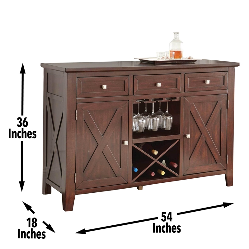 Pemberly Row Modern Wine Rack Server in Espresso Cherry Finish