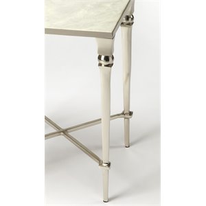 Pemberly Row Modern / Contemporary Marble End Table in Silver