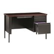 Pemberly Row 24x45 Right Hand Single Pedestal Metal Desk Charcoal/Mahogany