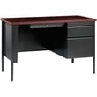 Pemberly Row 24x45 Right Hand Single Pedestal Metal Desk Charcoal/Mahogany
