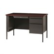 Pemberly Row 24x45 Right Hand Single Pedestal Metal Desk Charcoal/Mahogany