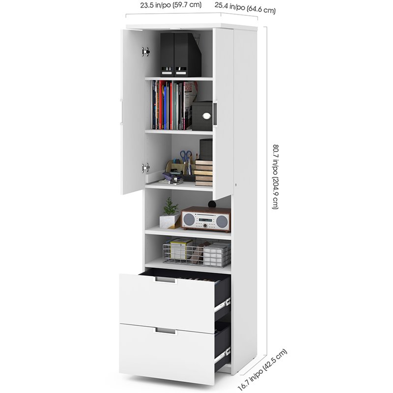 Pemberly Row Modern / Contemporary 2 Drawer Storage Cabinet in White
