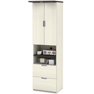 Pemberly Row Modern 2 Drawer Storage Cabinet in White Chocolate