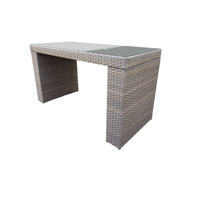 Pemberly Row Modern Bar Table Outdoor Wicker Patio Furniture