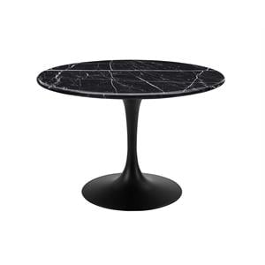 Pemberly Row Contemporary Black Marquina Marble Dining Table
