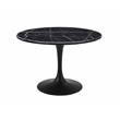 Pemberly Row Contemporary Black Marquina Marble Dining Table
