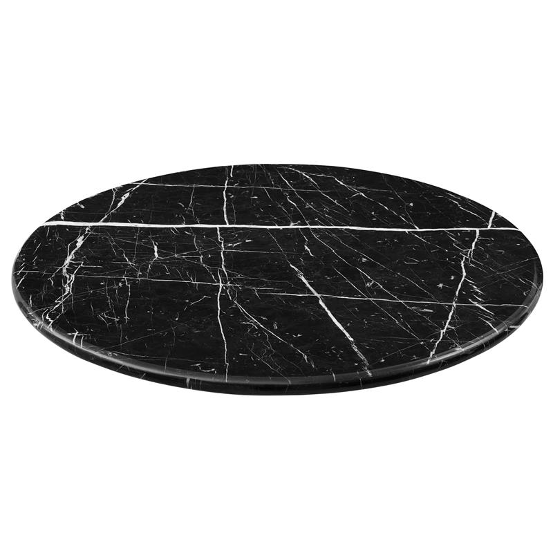 Pemberly Row Contemporary Black Marquina Marble Dining Table