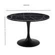 Pemberly Row Contemporary Black Marquina Marble Dining Table