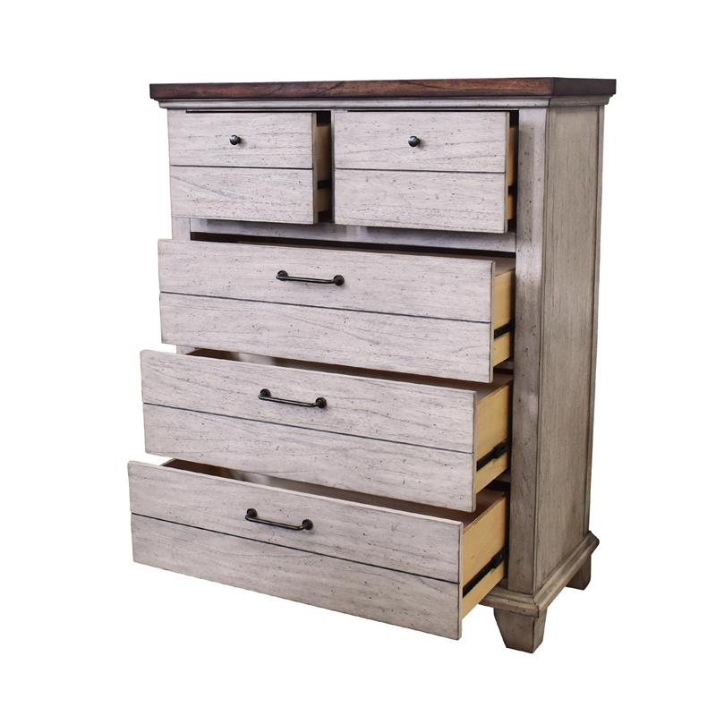 Pemberly Row Modern / Contemporary Rustic Ivory Five Drawer Chest