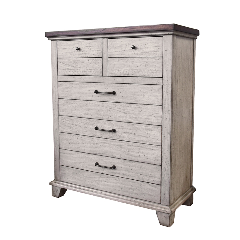 Pemberly Row Modern / Contemporary Rustic Ivory Five Drawer Chest