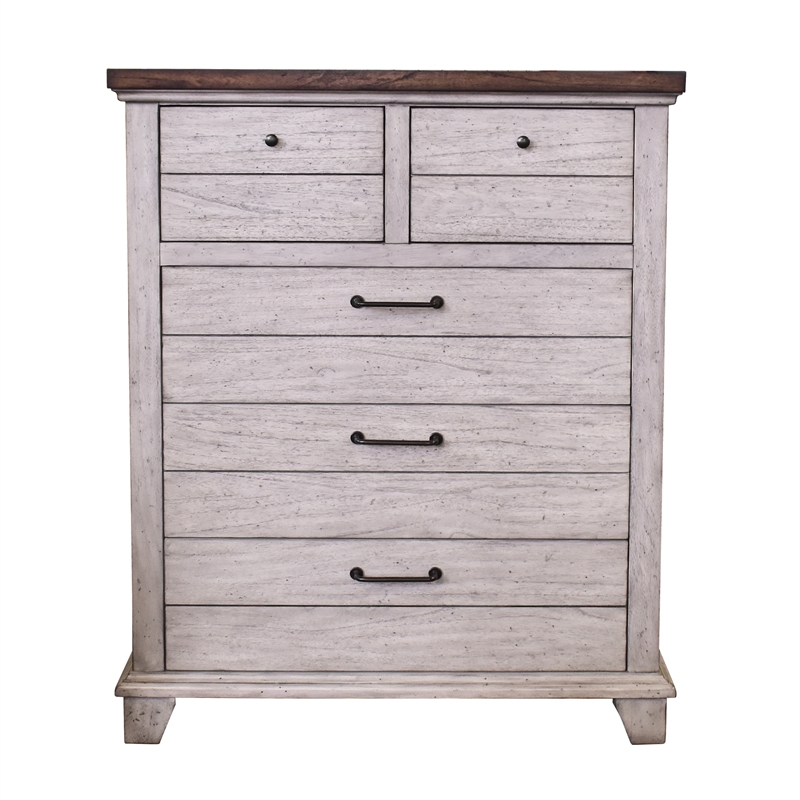 Pemberly Row Modern / Contemporary Rustic Ivory Five Drawer Chest