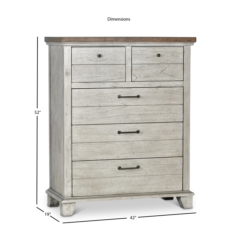 Pemberly Row Modern / Contemporary Rustic Ivory Five Drawer Chest