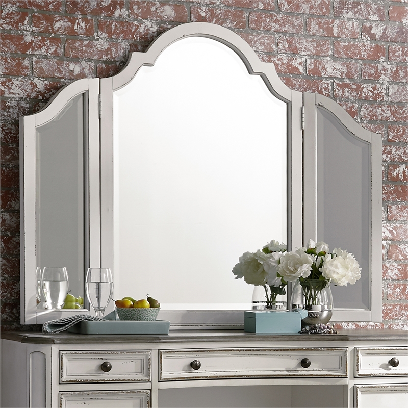 Pemberly Row Modern / Contemporary Engineered Wood White Vanity Mirror
