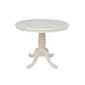Pemberly Row 36&quot Round Top Pedestal Table With 12&quot Leaf - 28.9&quotH - Dining Height