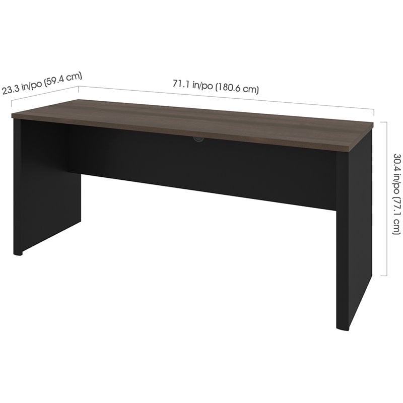 Pemberly Row Contemporary Credenza Desk in Antigua and Black