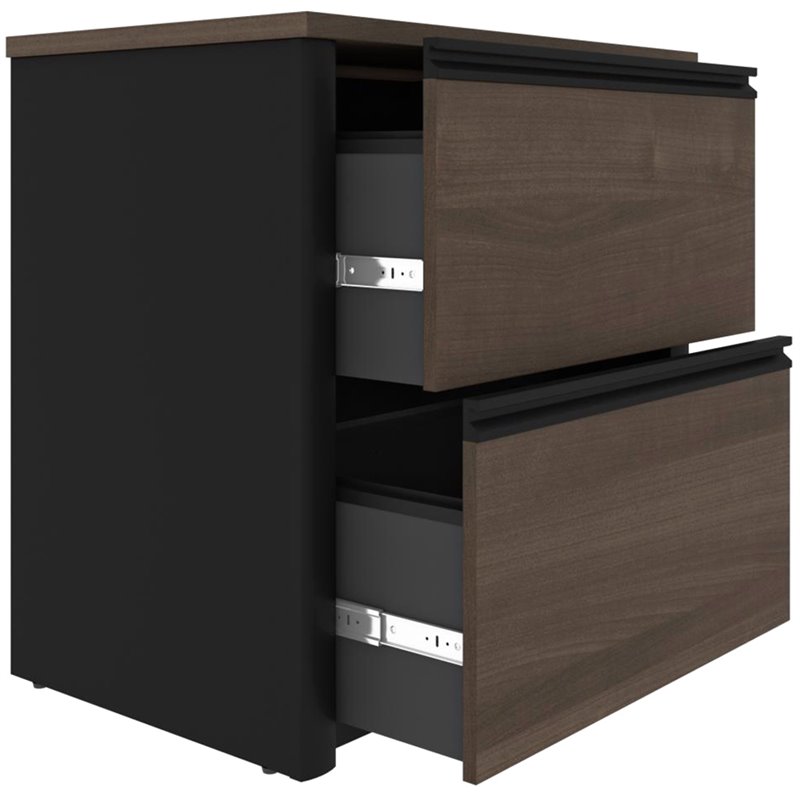 Pemberly Row 5 Piece L Shaped Office Set in Antigua and Black