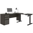 Pemberly Row 3 Piece Standing Desk Set in Bark Gray and Slate