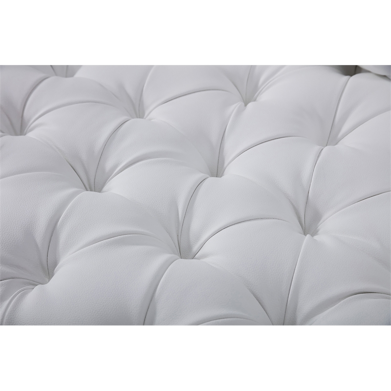 Pemberly Row Contemporary Faux Leather Tufted Loveseat in White