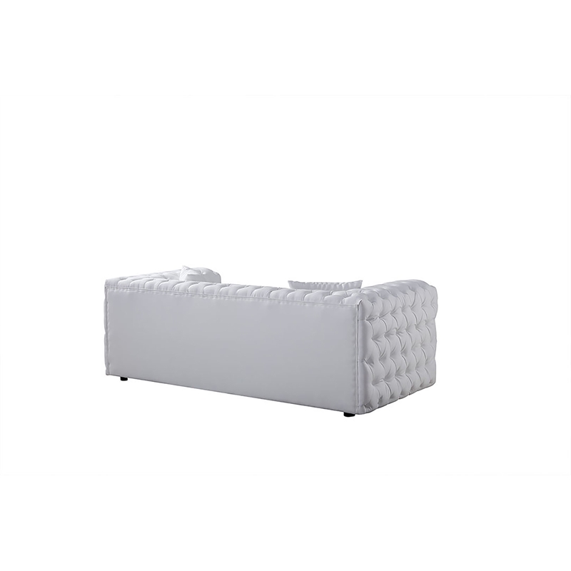 Pemberly Row Contemporary Faux Leather Tufted Loveseat in White