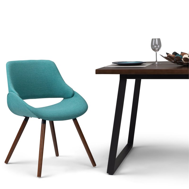 Pemberly Row Modern Solid Wood Dining Chair in Turquoise Blue