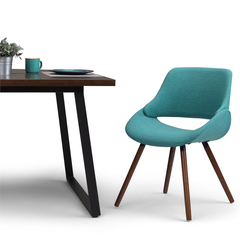 Pemberly Row Modern Solid Wood Dining Chair in Turquoise Blue