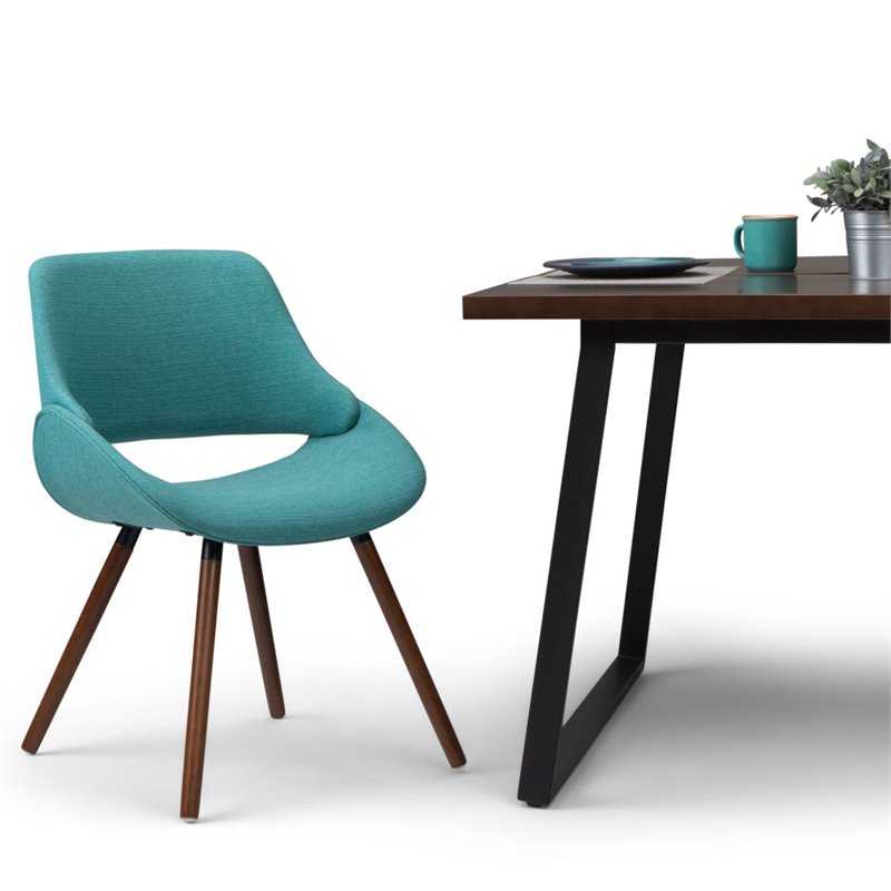 Pemberly Row Modern Solid Wood Dining Chair in Turquoise Blue