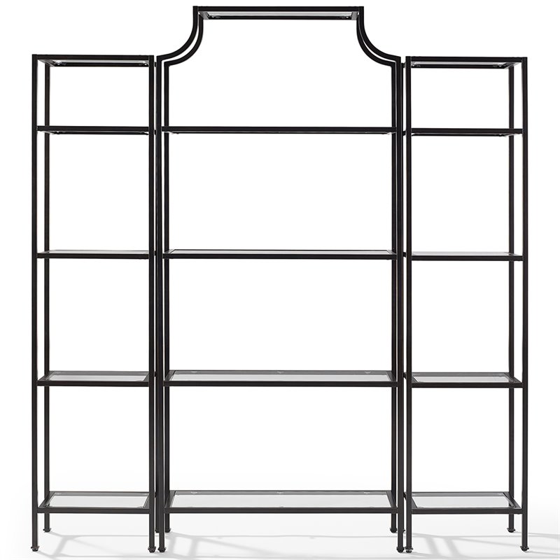 Pemberly Row 3Pc Metal Etagere Bookcase Set in Oil Rubbed Bronze