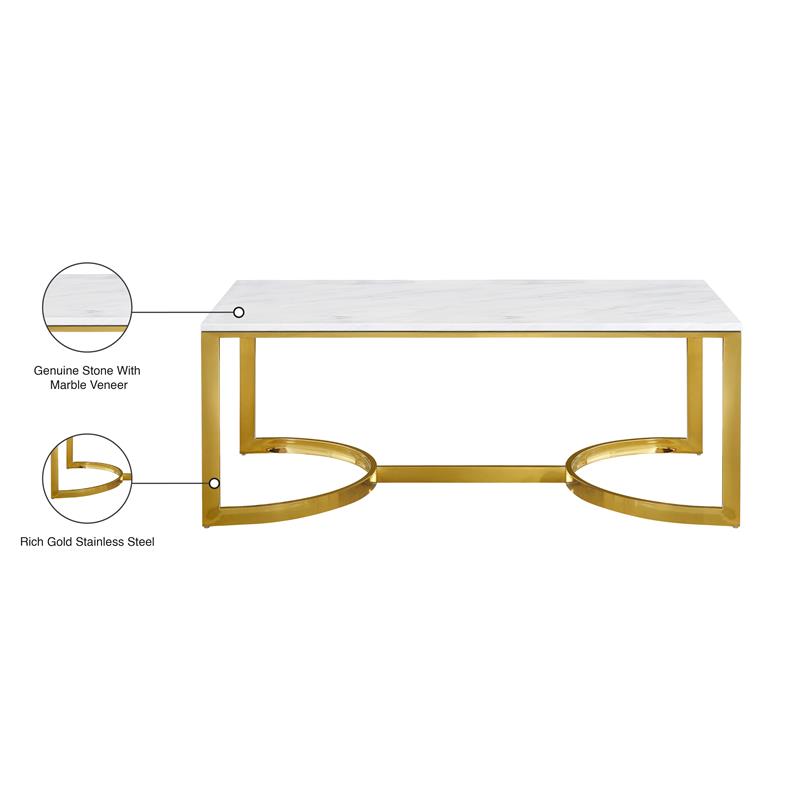 Pemberly Row Modern / Contemporary Stone Coffee Table in Gold