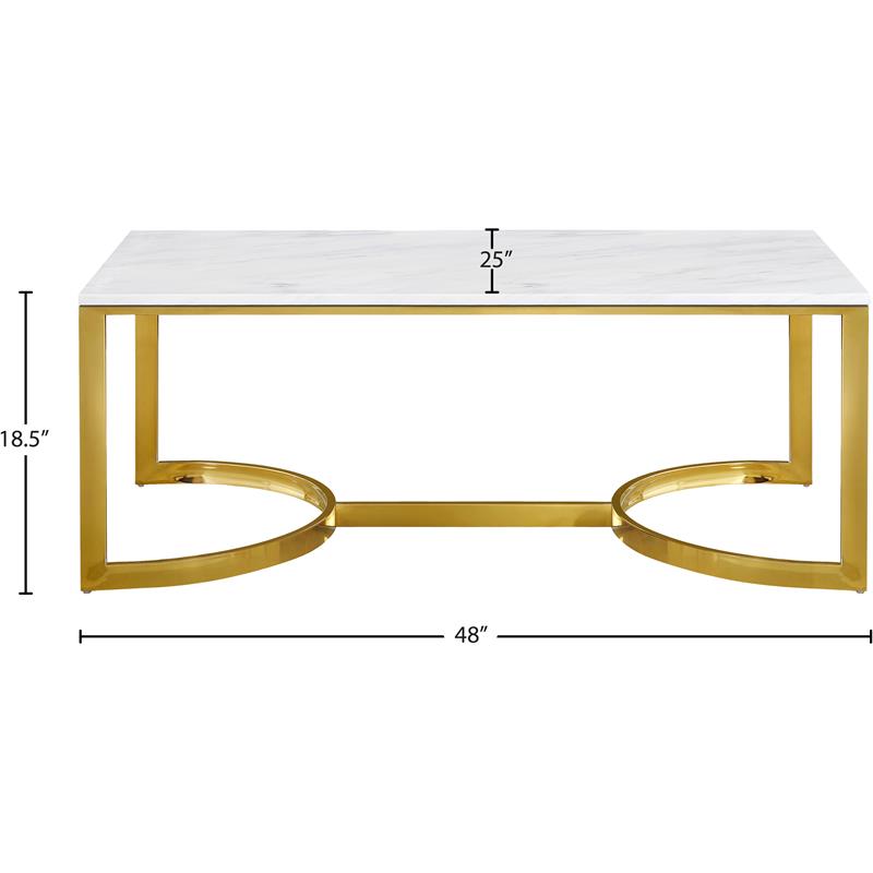 Pemberly Row Modern / Contemporary Stone Coffee Table in Gold