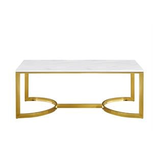 Pemberly Row Modern / Contemporary Stone Coffee Table in Gold