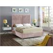 Pemberly Row Modern Solid Wood Tufted Velvet King Bed in Pink