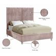 Pemberly Row Modern Solid Wood Tufted Velvet King Bed in Pink